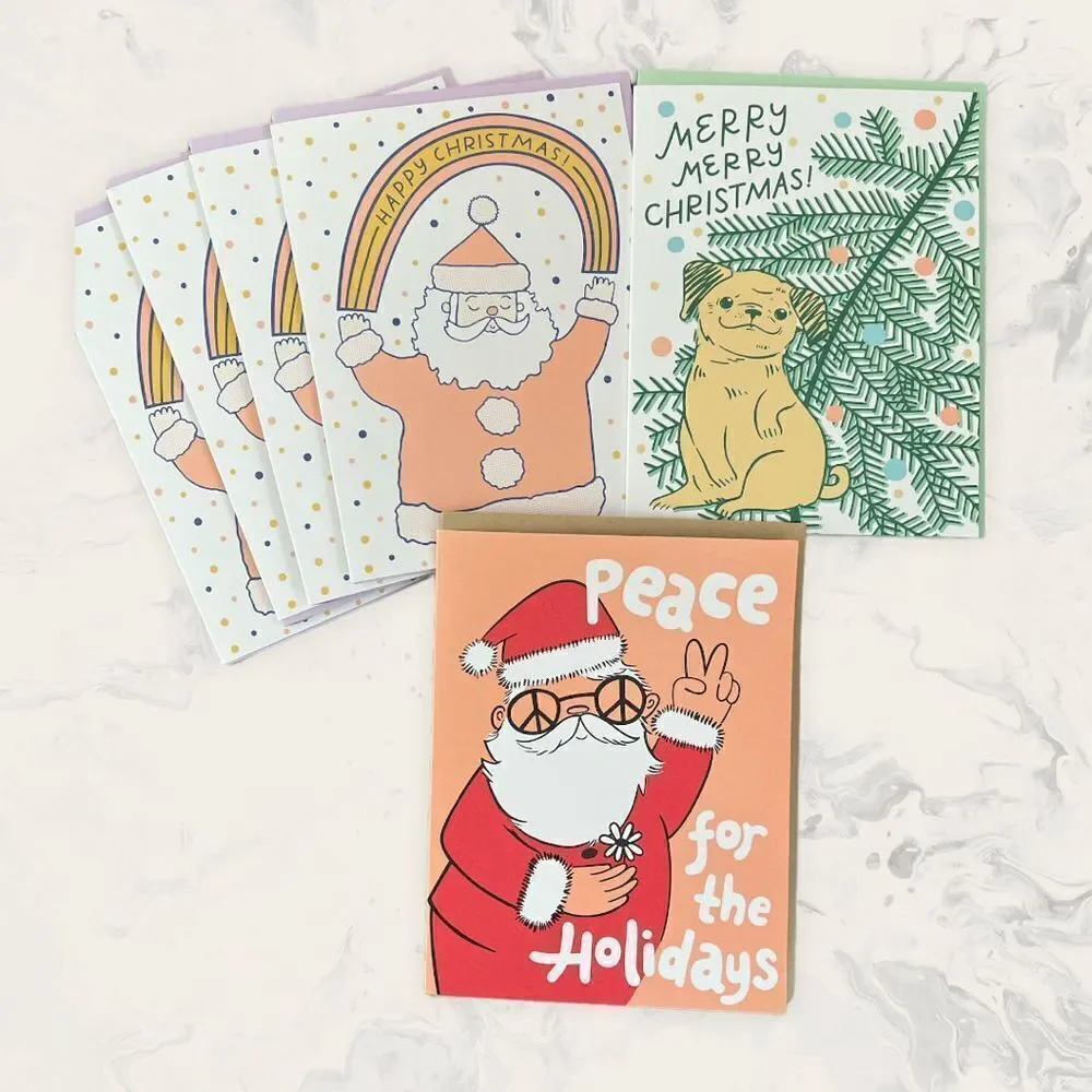 NWOT Set of  6 Christmas Greeting Cards - size 4” x 5 1/2” - multicolor